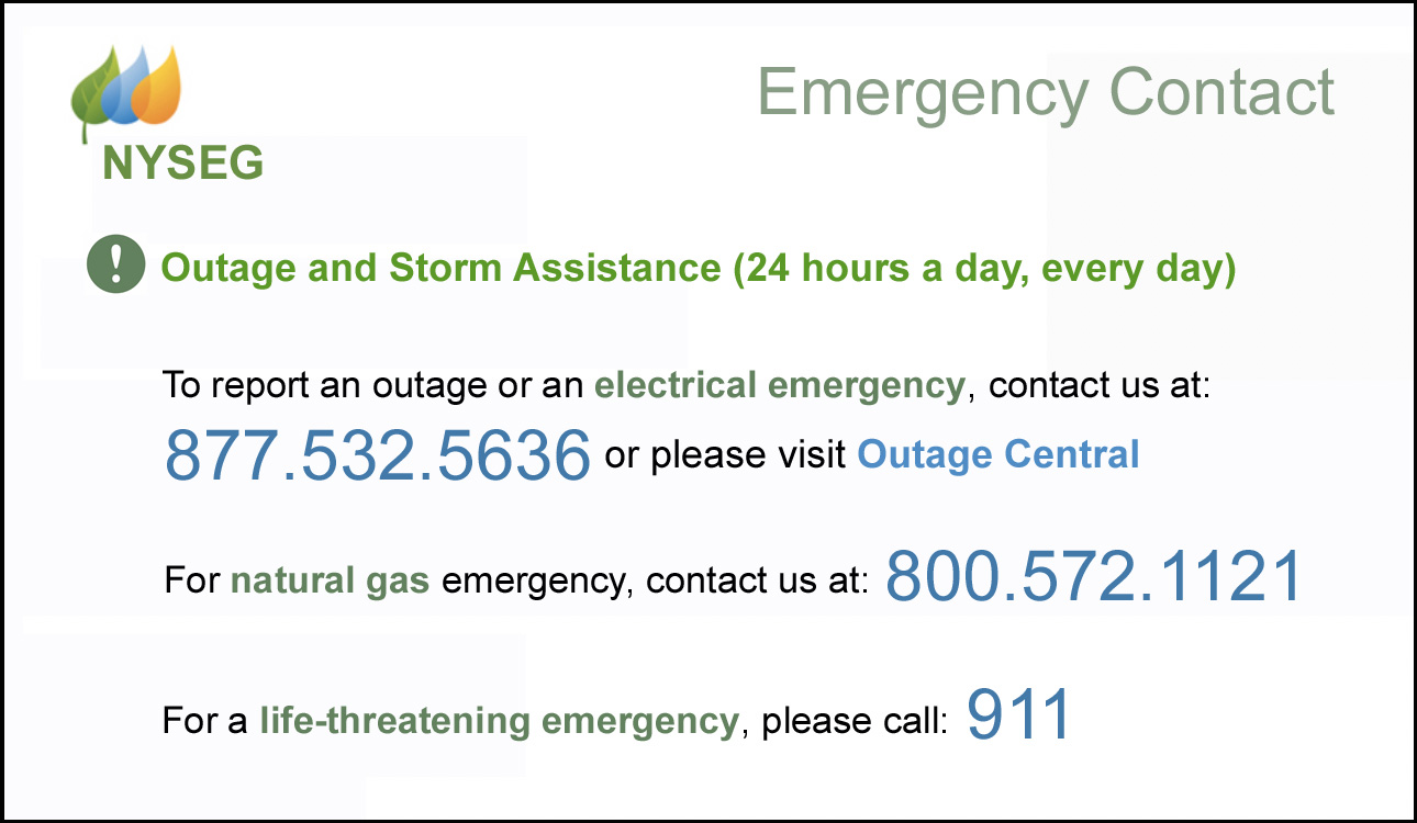 NYSEG emergency contact information